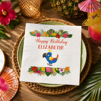 Tropical Birthday Parrot Napkin