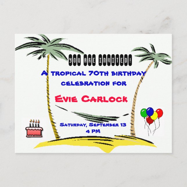Tropical Birthday party invitation (Front)