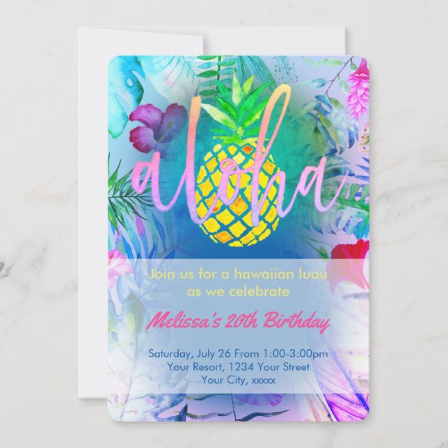 tropical birthday party invitation (Front)