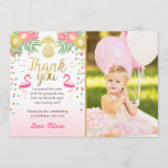 Tropical Birthday Thank You Card Luau Flamingo<br><div class="desc">♥ A beautiful way to thank your guests!</div>
