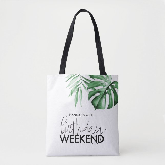 Tropical Birthday Weekend Personalised Tote Favour Bag (Front)