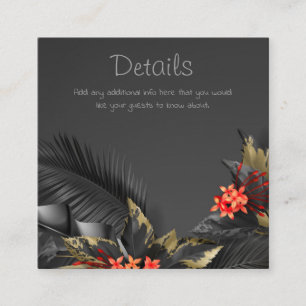 Tropical black and gold leaves Details Enclosure Card