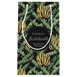 Tropical Black Banana Leaves Bachelorette Small Gift Bag
