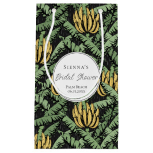 Tropical Black Banana Leaves Bachelorette Small Gift Bag