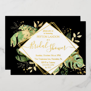 Tropical Black & Gold Elegant Bridal Shower