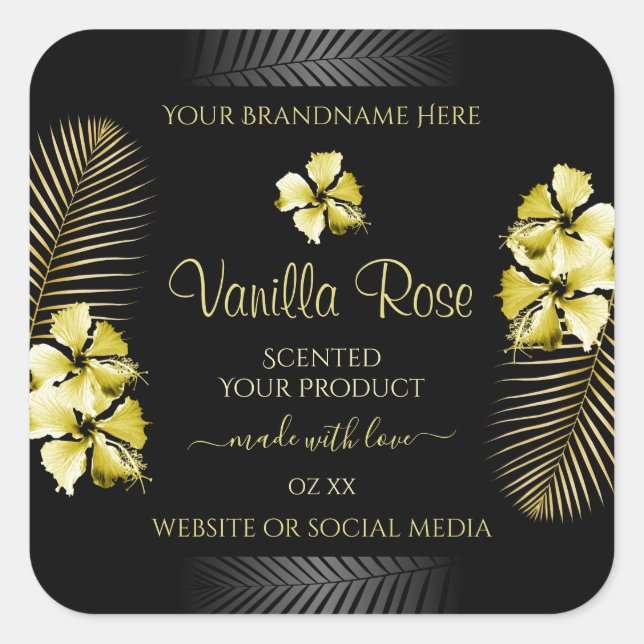 Tropical Black Gold Product Label Hawaiian Flowers (Front)