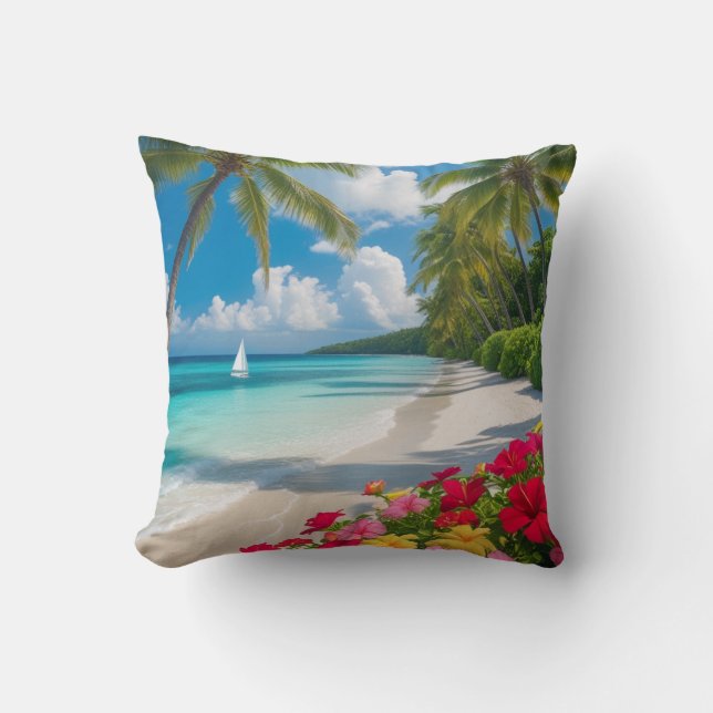 “Tropical Bliss Bloom Pillow (Front)