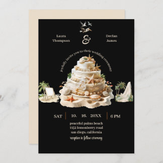 Tropical Bliss | Personalised Beach Wedding Cake Invitation