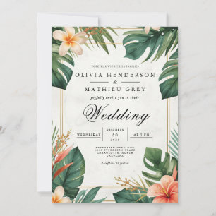 Tropical Bloom Accent Wedding Invitation