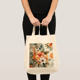 Tropical Bloom & Citrus Dream – Watercolour Tote Bag