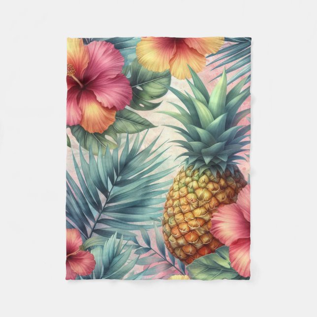Tropical Bloom Fleece Blanket (Front)