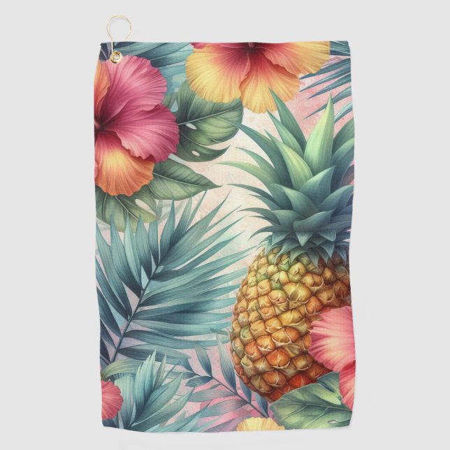 Tropical Bloom Golf Towel (Front)