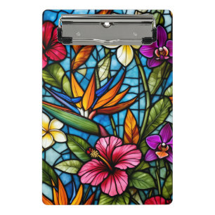 Tropical Bloom in Stained Glass Vibrant Floral  Mini Clipboard
