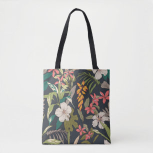 Tropical Bloom: Seamless Flower Pattern Tote Bag