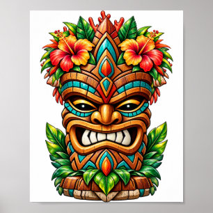 Tropical Bloom Tiki Mask Poster