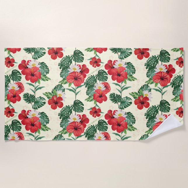 Tropical Blooms of The White Lotus Beach Towel (Front)
