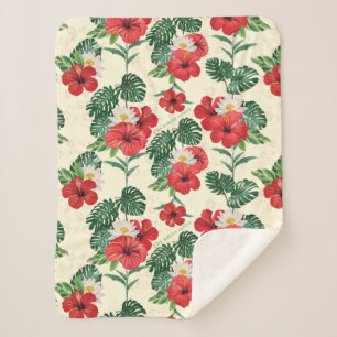 Tropical Blooms of The White Lotus Sherpa Blanket