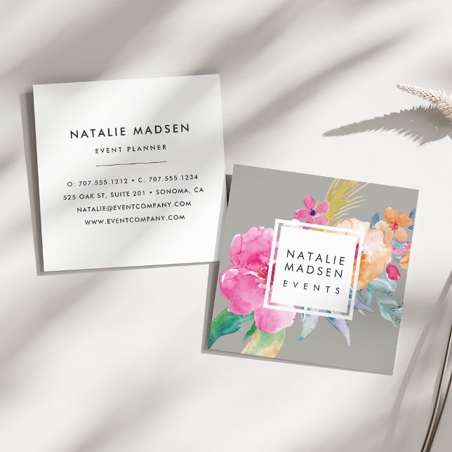 Tropical Blossoms Square Business Card (Creator Uploaded)