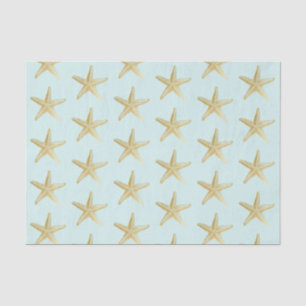 Tropical Blue and Gold Starfish Turquoise Tissue Paper