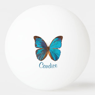 Tropical Blue and Turquoise Gem Coloured Butterfly Ping Pong Ball