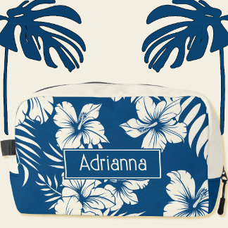 Tropical Blue and White Floral Dopp Kit