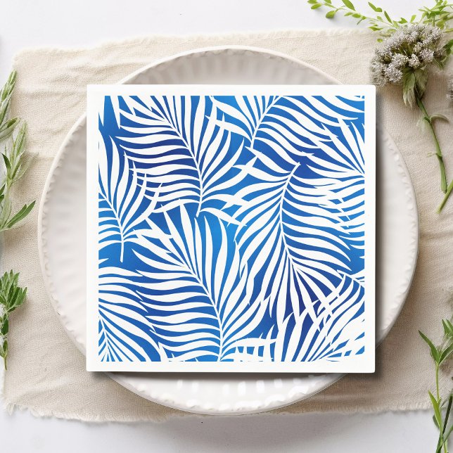 Tropical Blue And White Foliage | Floral Napkin (Creator Uploaded)
