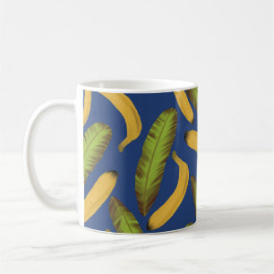 Tropical Blue Banana Leaf Pattern Coffee Mug