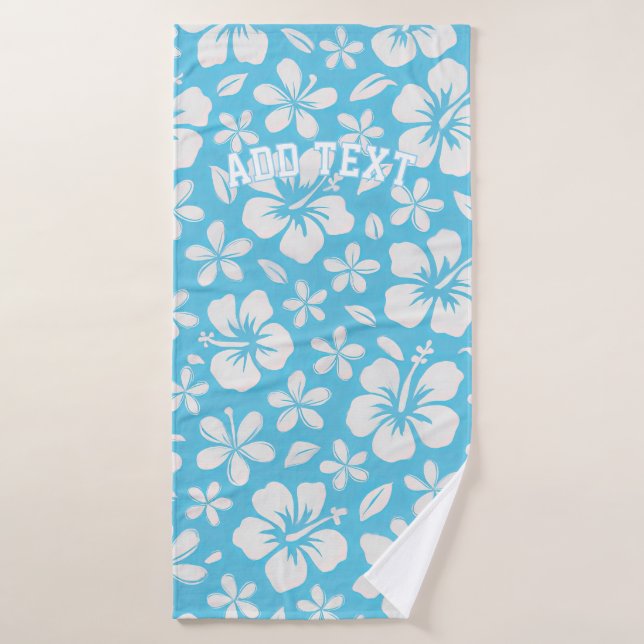 Tropical Blue Beach Flowers Bath Towel (Bath Towel)