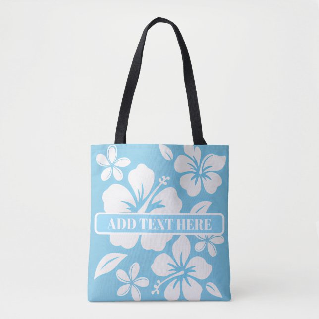 Tropical Blue Beach Flowers Tote Bag (Front)