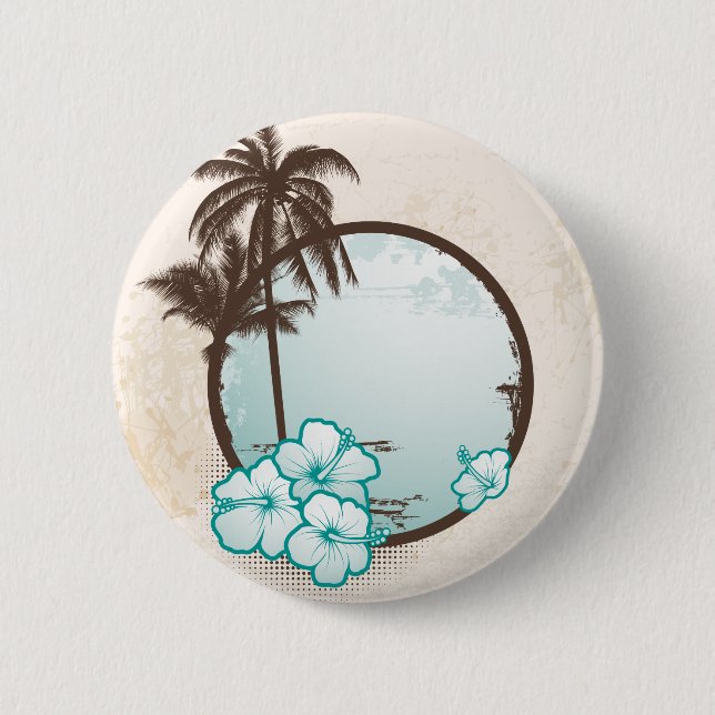Tropical blue circle 6 cm round badge (Front)