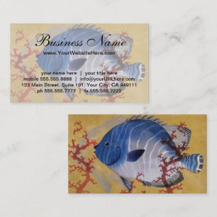 Tropical Blue Fish Vintage Coral Marine Ocean Life Business Card