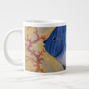 Tropical Blue Fish Vintage Coral Marine Ocean Life Large Coffee Mug