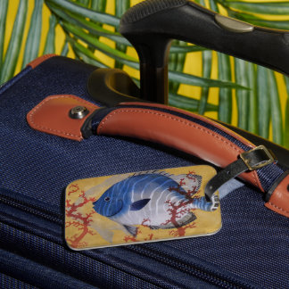 Tropical Blue Fish Vintage Coral Marine Ocean Life Luggage Tag