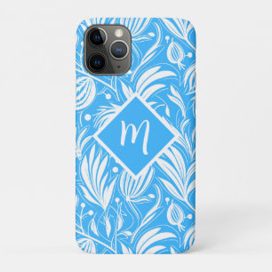 Tropical Blue Floral Pattern Diamond Monogram Case-Mate iPhone Case