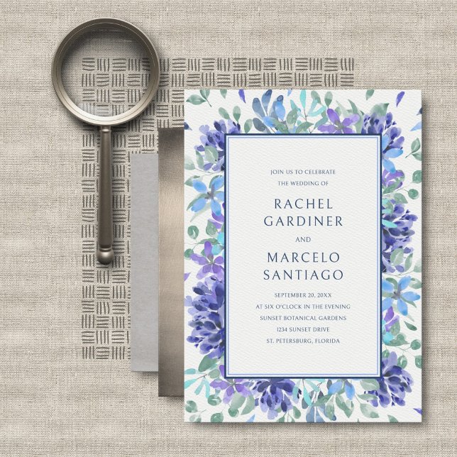 Tropical Blue Floral Wedding Invitation (Creator Uploaded)