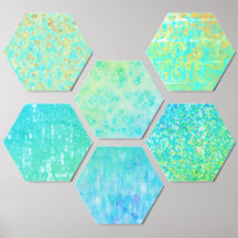 Tropical Blue Green Hexagonal Art Collection