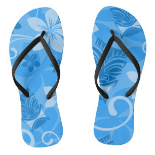 Tropical Blue Hawaiian Tiki Masks Jandals