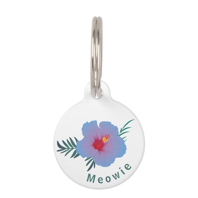 Tropical blue hibiscus pet tag (Front)