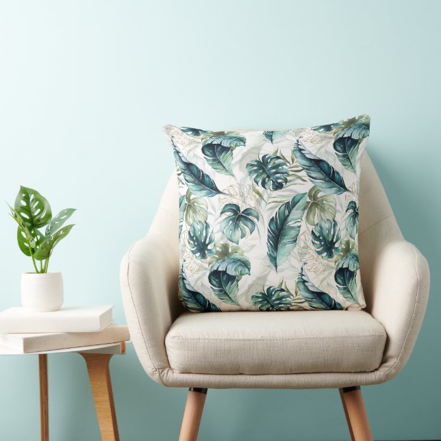 Tropical Blue Jungle Pattern Cushion (Chair)