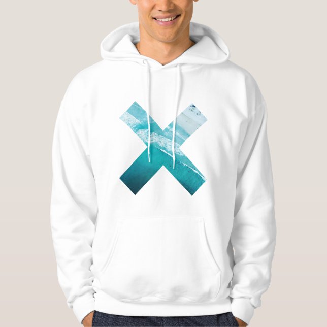 Tropical blue lagoon simple shape hoodie (Front)