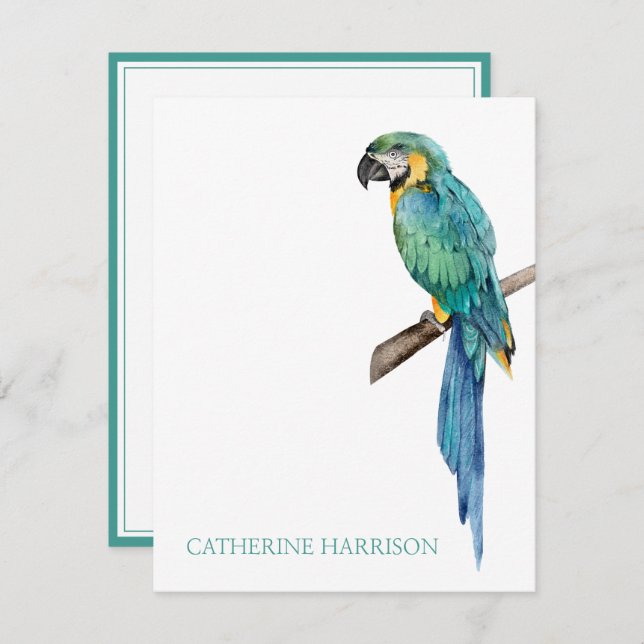 Tropical Blue Macaw Personalised Card (Front/Back)