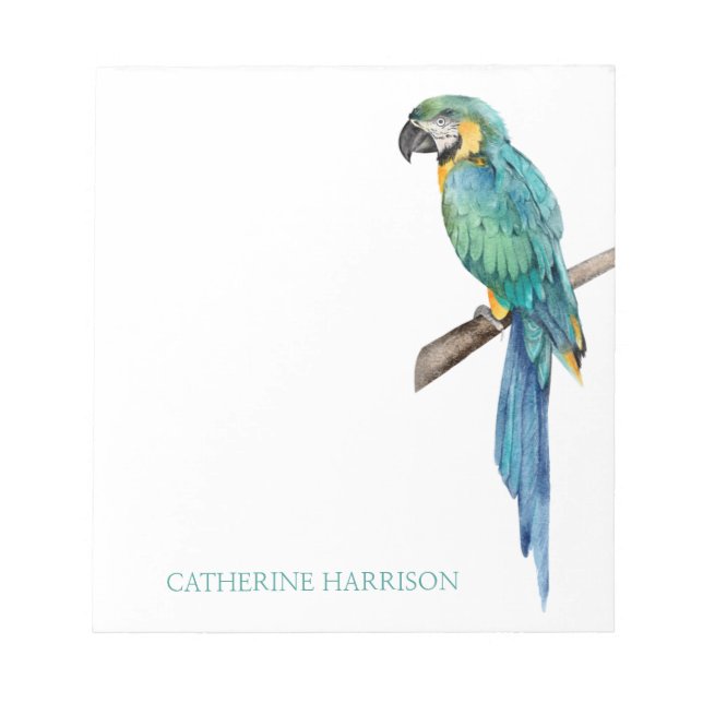 Tropical Blue Macaw Personalised Notepad (Front)