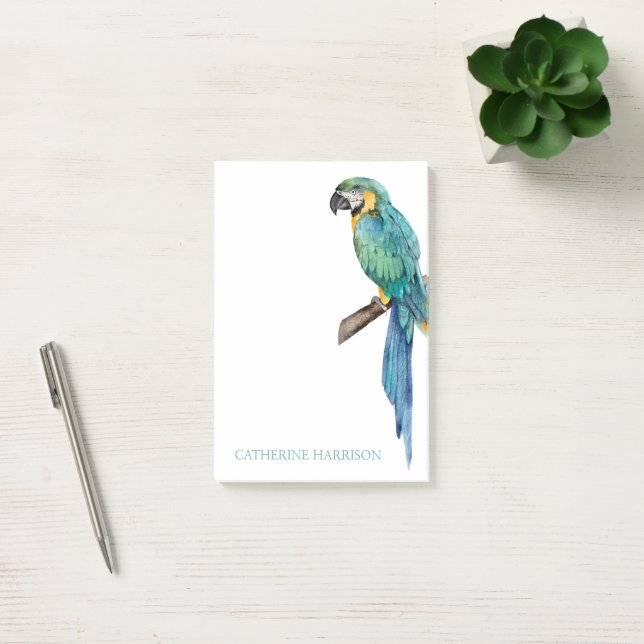 Tropical Blue Macaw Personalised Post-it Notes (Office)