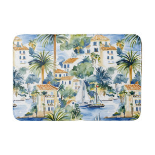 Tropical Blue Mediterranean Bath Mat