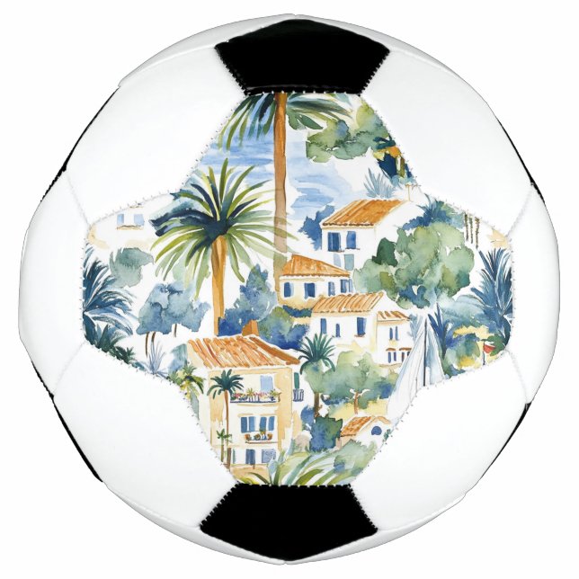 Tropical Blue Mediterranean   Soccer Ball (Front)