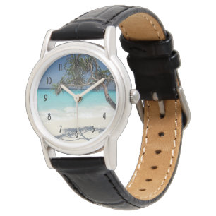 Tropical Blue Ocean Beach Scene Photo Watch