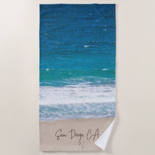 Tropical Blue Ocean Beach Waves Personalised Towel