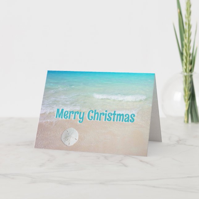 Tropical Blue Ocean Beaches Christmas Cards (Front)