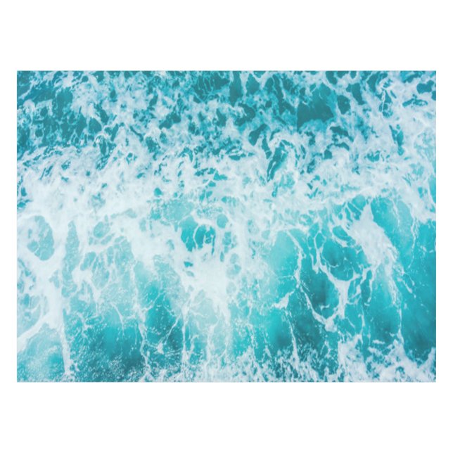 Tropical Blue Ocean Waves Tablecloth (Front (Horizontal))