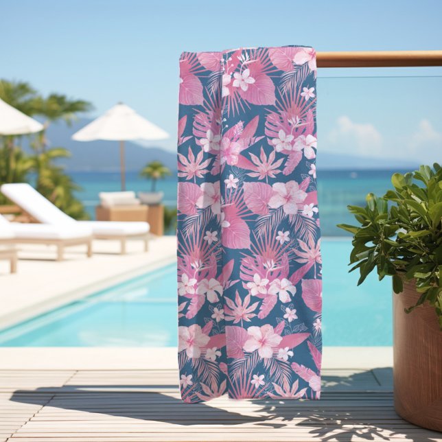 Tropical Blue Pink Beach Towel (Creator Uploaded)